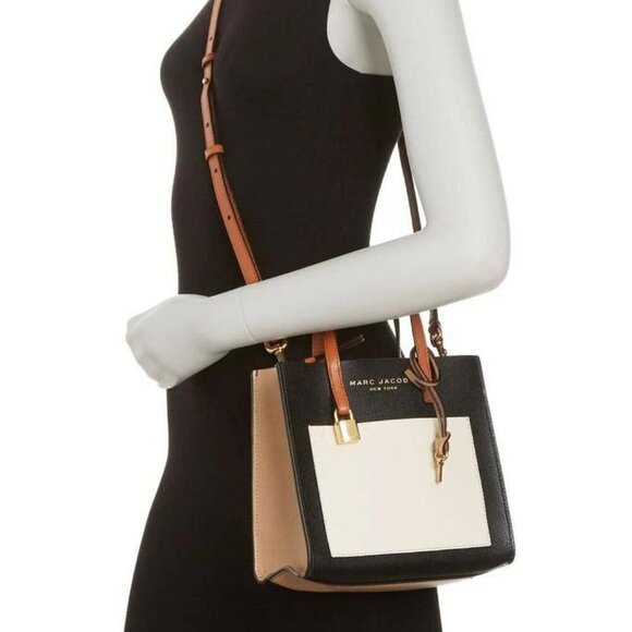 Marc Jacobs Grind Colorblock Leather Tote Black Multi Bag - Picture 3 of 4